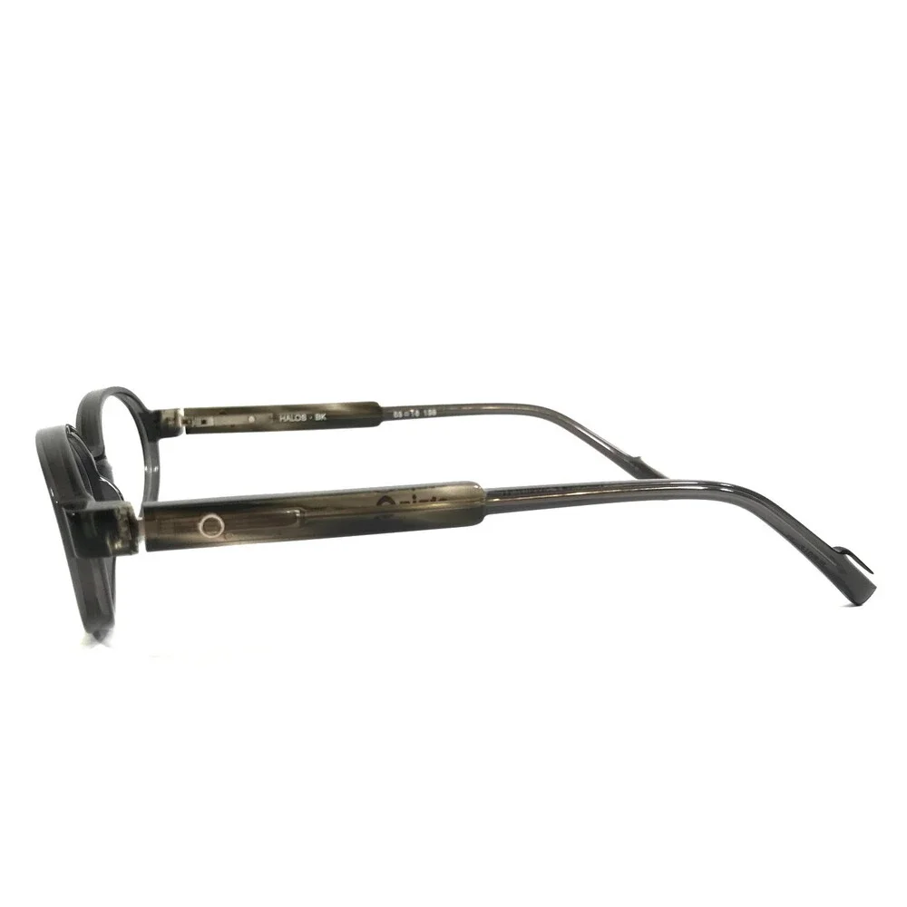 Etnia Barcelona Eyeglasses Frames HALOS BK Black Gray Oval Full Rim 53-16-138